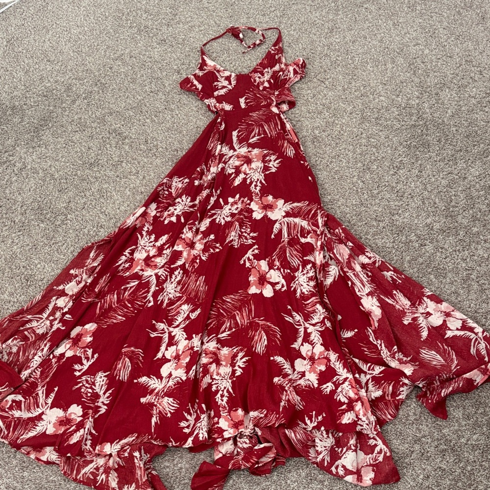Free People Lille Print Maxi Dress In Wine